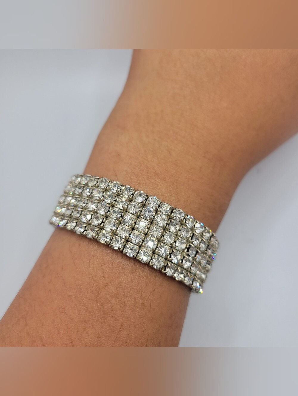 Silver Crystal Tennis Bracelet - Sparkling Multi-Row Womens Bracelet